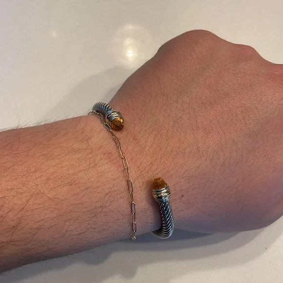 David Yurman Cable Bracelet in Sterling Silver with Citrine and 14K Yellow Gold - Picture 2 of 3